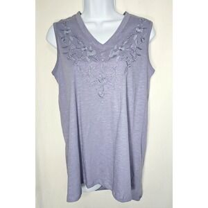 Faith & Zoe Women's Light Purple Embroidered V-Neck Tank Top XS NWT